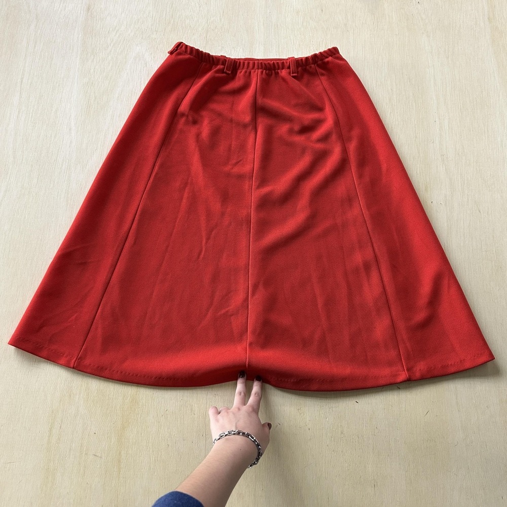 Vintage Eccobay Skirt Womens 13/14 Red Mesh Skater Knee Length Elastic Casual